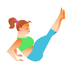 Image showing Normal a little fat woman doing yoga