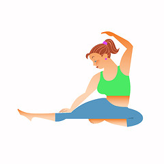 Image showing Normal a little fat woman doing yoga