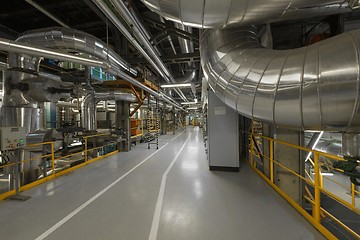 Image showing Industrial pipes in a thermal power plant