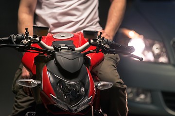 Image showing Motorcycle parking in garage