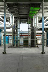 Image showing Industrial pipes in a thermal power plant
