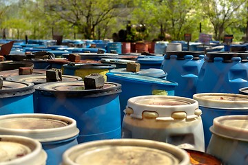 Image showing Several barrels of toxic waste 