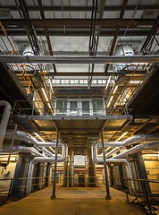 Image showing Industrial pipes in a thermal power plant