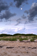 Image showing Moon over sand dunes at Bonna Point