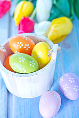 Image showing easter eggs and flowers