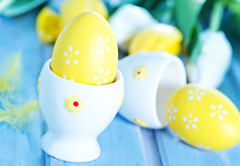 Image showing easter eggs and flowers