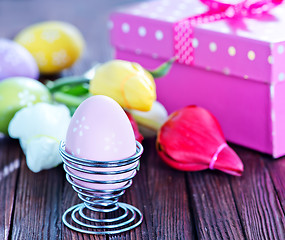 Image showing easter eggs and flowers