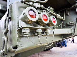 Image showing rear lights on military truck closeup