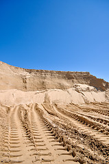 Image showing sand pit with traces of tractor