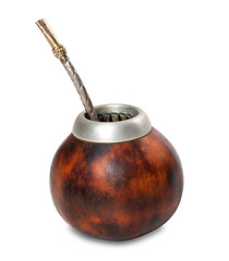 Image showing Calabash with bombilla on white background