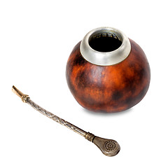 Image showing Calabash and bombilla on white background