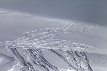 Image showing Off-piste slope in fog