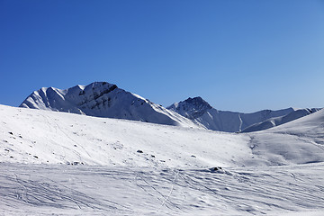 Image showing Off piste slope at nice sunny morning