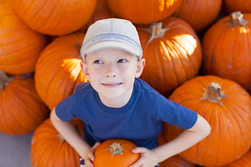 Image showing kid at pumpkin patch