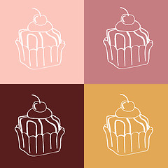 Image showing Cupcakes Seamless linear pattern