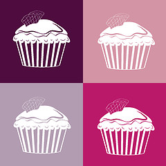 Image showing Cupcakes Seamless linear pattern