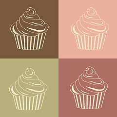 Image showing Cupcakes Seamless linear pattern