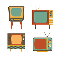 Image showing retro tv items set on white background