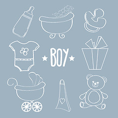 Image showing Linear baby boy items set