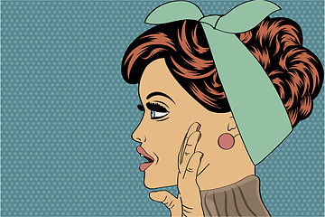 Image showing pop art cute retro woman in comics style 