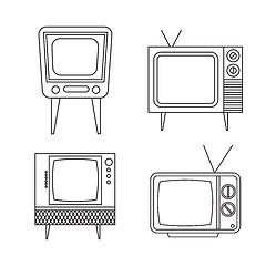 Image showing retro tv items set on white background