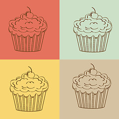 Image showing Cupcakes Seamless linear pattern