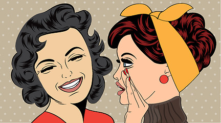 Image showing pop art retro women in comics style that gossip