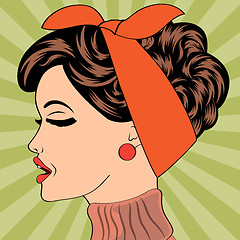 Image showing pop art cute retro woman in comics style