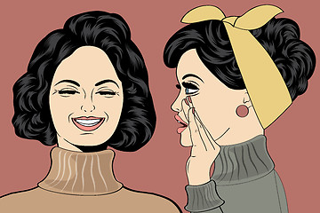 Image showing pop art retro women in comics style that gossip