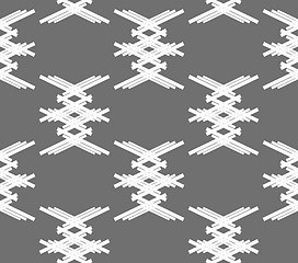 Image showing Monochrome pattern with white crossed shapes on gray