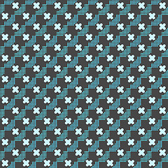 Image showing Colored geometrical pattern with blue cross shapes and dots