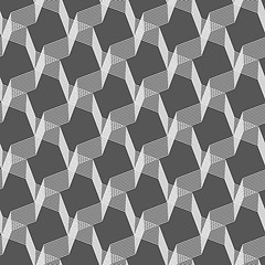 Image showing Monochrome pattern with gray intersecting thin lines on gray