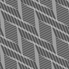 Image showing Monochrome pattern with gray striped diagonal interwoven grid