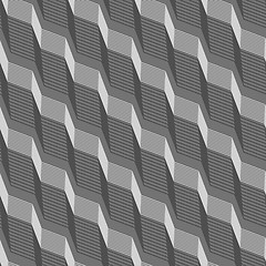Image showing Monochrome pattern with black and gray striped diagonal braids w