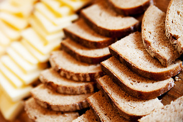 Image showing Bread and cheese in slices, 