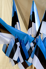 Image showing Flags of the Republic of Estonia in blue black white 