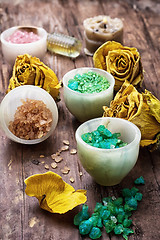 Image showing jade stack flavored with sea salt for Spa treatments
