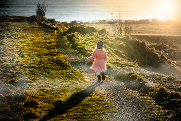 Image showing Girl in Sunset