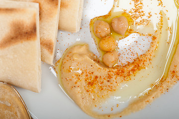 Image showing Hummus with pita bread 