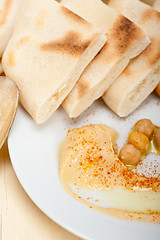 Image showing Hummus with pita bread 