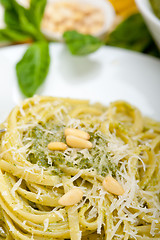 Image showing Italian traditional basil pesto pasta ingredients