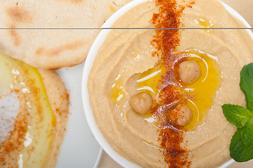 Image showing Hummus with pita bread 