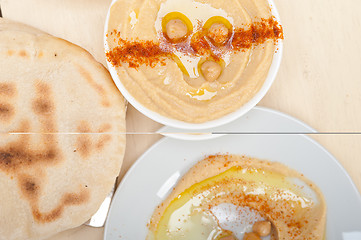 Image showing Hummus with pita bread 