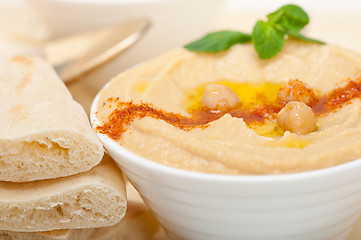 Image showing Hummus with pita bread 