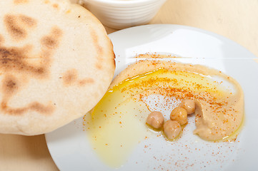 Image showing Hummus with pita bread 