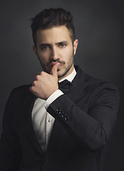 Image showing Latin man wearing a tuxedo