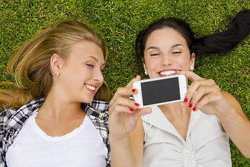 Image showing Best friends taking selfies