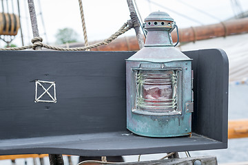 Image showing Old copper sailing boat\'s lamp