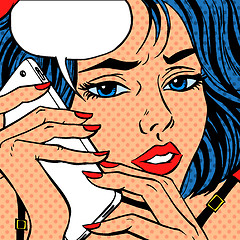 Image showing Girl phone talk Pop art vintage comic