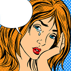 Image showing Girl cry Pop art vintage comic